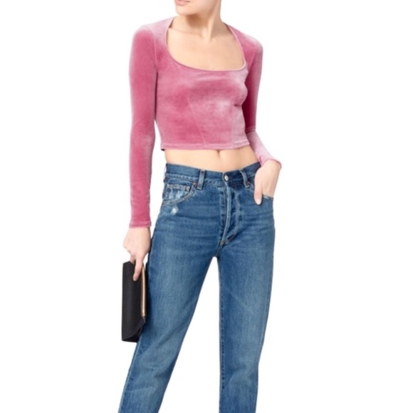 INTERMIX Tops - Fleur du Mal Pink Velvet Crop Top